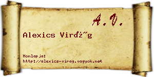 Alexics Virág névjegykártya